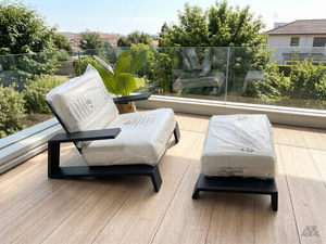 Black Aluminum Modern Waterproof Weather Resistant Outdoor Patio Lounge Chair - Product Image 3