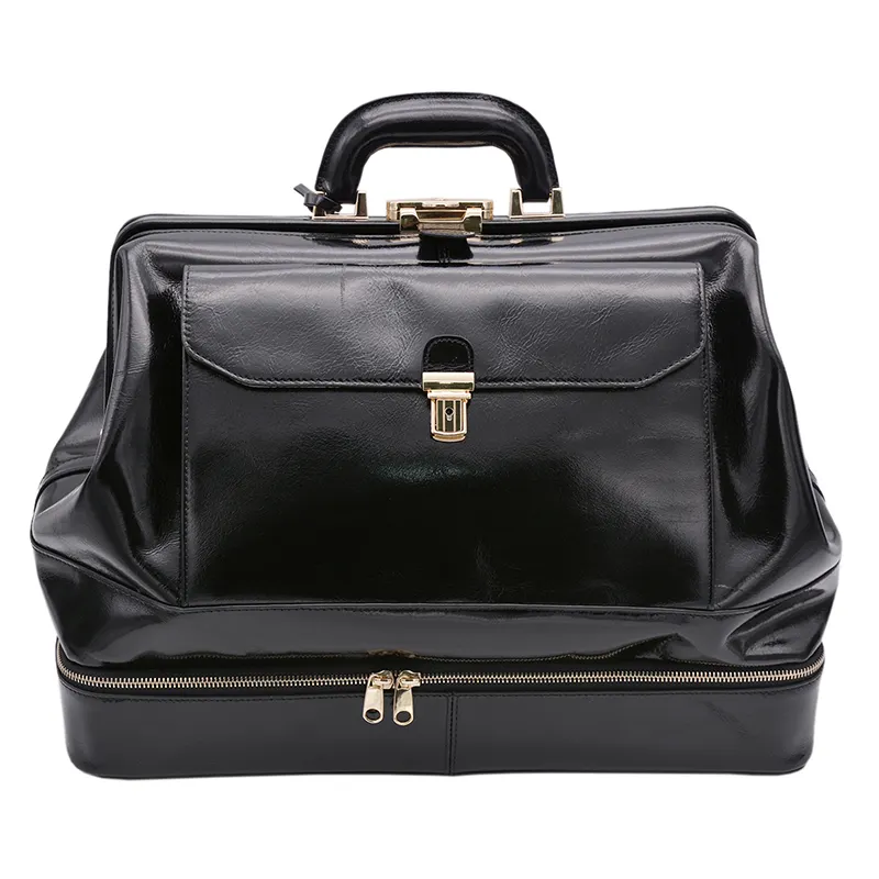 Professional Custom Black Vintage Hand Aid Bag Large Capacity Satchel Medical Bag Genuine Leather Doctor's Bag For Men