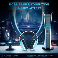 Headset Gaming nirkabel 2.4GHz, cocok untuk gamer PS5, PS4 benteng malam dan panggilan tugas/FPS.