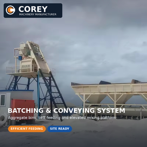 Planta de Concreto Premezclado Corey HZS75 con Bomba, Línea de Producción de Hormigón, Estación de Mezcla de Concreto con Capacidad Personalizada, Suministro Directo de Fábrica - Product Image 1