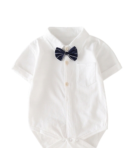 Traje <span class=keywords><strong>de</strong></span> una pieza <span class=keywords><strong>de</strong></span> algodón puro para bebé, camisa <span class=keywords><strong>de</strong></span> manga corta versión coreana para niños, top infantil, bolso triangular - Product Image 5