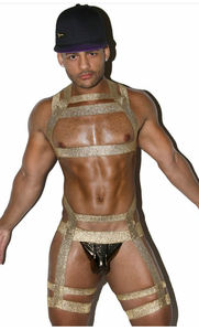 Conjunto de Lencería Sexy con Tiras y Aberturas para Hombre, Ropa de Baile para Stripper, Top Corto, Calzoncillos, Tirantes para el Pecho, Tallas Grandes, Ropa Interior Divertida, Corsé - Product Image 4