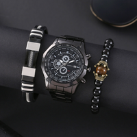LP56 Quarz Herrenuhr mit Edelstahlarmband & Gehäuse aus Legierung, 3BAR wasserdicht, 40MM Zifferblatt, modische Armbanduhren, 3-teiliges Geschenkset