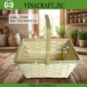 Wholesale Eco-Friendly Natural Woven <b>Bamboo</b> Storage <b>Basket</b> with Handle Food Safe - Product Image 3