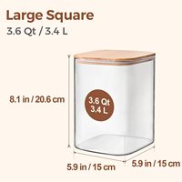 Lot de 2 bocaux en verre à large ouverture de 3 L pour l'organisation du garde-manger, pour pâtes, céréales, aliments secs, farine, sucre, café