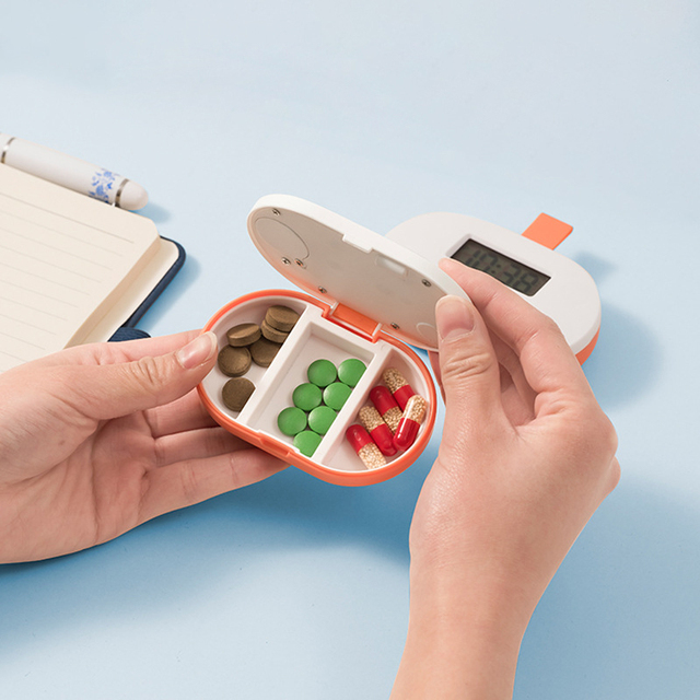 Cute Smart Automatic Dispenser Electronic Pill Box Timer Cute Plastic Pill Organizer for Smart Pill Storage Cases