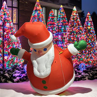 Père Noël gonflable géant d'extérieur avec éclairage LED, grande mascotte gonflable de Père Noël sur pied pour la décoration des centres commerciaux