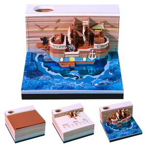Bateau <span class=keywords><strong>pirate</strong></span> 3D papier artisanat bloc-notes déchirer bricolage bloc-notes modèle nautique cadeau artisanat bricolage jouer papier jouets artisanat - Product Image 1