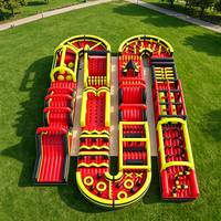 Parcours d'obstacles gonflable avec toboggan pour enfants et adultes, grande structure de divertissement extérieure pour course et défis