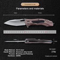 Couteau de survie pliable d'extérieur en acier 3Cr13 personnalisé Hongrui, couteau de poche pour le camping et la chasse, manche en alliage d'aluminium
