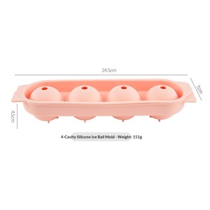 Moule à glaçons sphériques en <span class=keywords><strong>silicone</strong></span> de qualité alimentaire pour la maison, 4 boules, pour whisky, facile à démouler, modèle XDbq - Product Image 4
