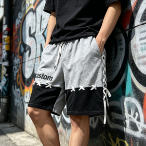Pantalones Cortos Bermuda de Algodón Gris para Hombre, Personalizados con Estampado, Cintura Media, Cordón Ajustable, Estilo Casual, Logotipo Frontal, Tejido Transpirable - Product Image 1