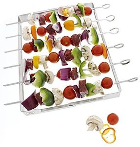 7pcs <strong>Skewer</strong> and Foldable Grill Rack Set Heavy Duty Stainless Steel Barbecue <strong>Skewer</strong> Shish Kabob Set - Product Image 6