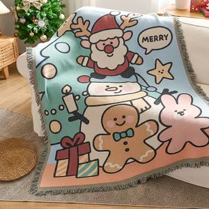 Funda de sofá navideña con estampado de dibujos animados, manta decorativa lavable de poliéster y algodón para sala de estar - Product Image 1
