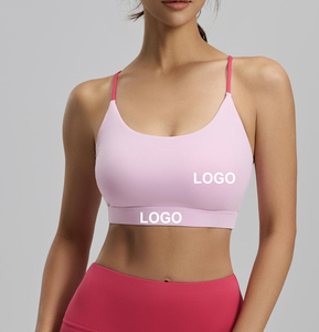 High Quality Color Block Backless Crisscross Strap Women's High Support Shockproof Sports Bra Breathable For Sports Daily