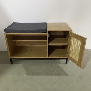 Banc à chaussures contemporain avec siège amovible, banc en bois pour le salon, organisateur de rangement pour chaussures en bois - Product Image 2