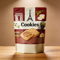 Sachets Doypack colorés, personnalisables, réutilisables, anti-odeur, refermables, en feuille d'aluminium mate, avec fenêtre, pour Sushi, Aliments pour animaux, Gelée et Aliments