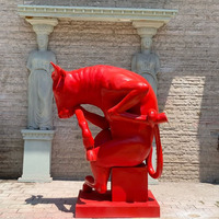 Patung Sapi Modern untuk Dekorasi Taman Lanskap Luar Ruangan, Patung Sapi Lucu dari Resin Fiberglass untuk Hewan Ternak