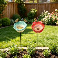 Mangeoire et abreuvoir pour oiseaux en grès à piquer dans le sol, 70 cm H, 12-15 cm de diamètre, étanche, anti-décoloration, résistant à la rouille, pour extérieur, jardin/cloison
