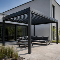 Pergola en aluminium Jiake avec lames motorisées étanches et gouttière pour jardin, terrasse, espace de loisirs, projets personnalisés