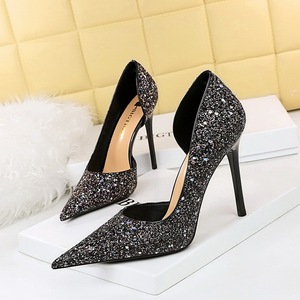 Sequin Talons Style Leather Ladies Slippers Female <b>Shoes</b> Heels for Ladies - Product Image 2