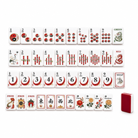 Jeu de tuiles de Mahjong en acrylique double couche, dos rouge bordeaux, motifs traditionnels chinois, Dragon, Vent, Joker, Fleur