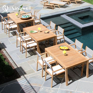 Set da Pranzo in <span class=keywords><strong>Legno</strong></span> di Teak per Esterni con 10 Posti, Design Moderno, Tavolo e Sedie da <span class=keywords><strong>Giardino</strong></span> - Product Image 3