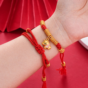 Lucky <b>Red</b> Rope <b>Bracelet</b> Horse Charm DIY Handmade Woven Unisex Gift Jewelry Accessory Yiwu Origin - Product Image 4