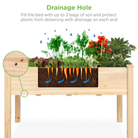 Jardinière de jardin surélevée classique en bois massif avec doublure pour plantes pour la maison et la plantation de légumes