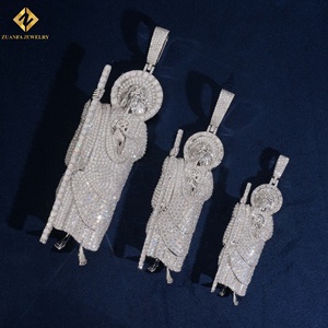 Pendentif San Judas en Moissanite Certifiée GRA, Argent S925, Diamant VVS, Pendentif Saint Jude Thaddeus Sertie de Diamants, Bijoux Hip Hop pour Hommes - Product Image 4