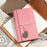 Carnet de notes vintage A6 personnalisé avec logo, en cuir PU imprimé et papier kraft, avec feuilles amovibles