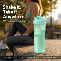 Botella Mezcladora de Plástico Personalizada con Logotipo, Libre de BPA, a Prueba de Fugas, Portátil, para Proteína en Polvo, con Bola Mezcladora para Gimnasio y Deportes