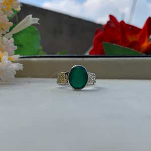 แหวนพลอยโอนิกซ์สีเขียวสำหรับผู้หญิงแหวนเงินสเตอร์ลิงโบโฮพลอยสีเขียวสำหรับงานแต่งงานและงานปาร์ตี้ใน925 - Product Image 2
