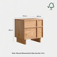 Table de chevet moderne à 2 tiroirs en panneau de particules imitation bois, structure squelette, vente directe usine