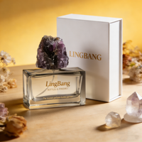 Flacon de parfum en verre transparent de luxe, de haute qualité, de forme carrée et plate, 50 ml, personnalisable, avec bouchon à pression et boîte d'emballage