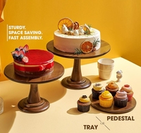 Support à gâteau en bois à étages détachable, écologique et personnalisé, compatible lave-vaisselle, idéal pour la décoration de table de dessert lors de mariages et anniversaires