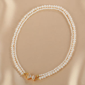 Collar de Perlas 1491 para Mujer, Cadena de Perlas de Doble Capa - Product Image 1