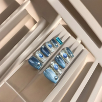 Ongles faits à la main saphir bleu atmosphère haute qualité réutilisable usine en gros