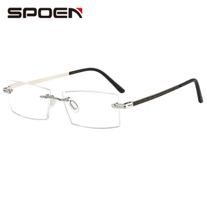 Gafas de Lectura Sin Montura SPOEN, Lentes Azules Plateadas, Anti Luz Azul, Estilo Rectangular para Hombre - Product Image 3