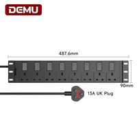 PDU 2U 19 pouces à montage en rack avec protection contre les surcharges, 8 prises UK BS, 8 interrupteurs individuels pour armoire de serveur de centre de données