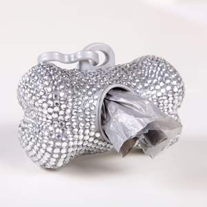 뼈 모양 개 똥 가방 디스펜서 블링 다이아몬드 쓰레기 가방 디스펜서 화장실 가방 - Product Image 4