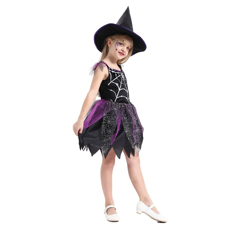 Halloween children's costume Dress dress up party play costume girl spider witch play costume