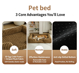 Factory Wholesale Soft Washable Fashion <b>Pet</b> Dog Cat Bed Cave <b>Sofa</b> Removable Washable All Seasons for Living Room Bedroom - Product Image 3