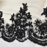 AFFNINT Bordir Mesin Bunga Kustom French Tulle Renda Hitam untuk Gaun Pengantin Tas Ramah Lingkungan 100% Poliester