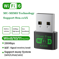 Controlador gratuito Xindaba AX300 de alta velocidad 802.11AX WiFi6 Adaptador inalámbrico USB WiFi con antena incorporada