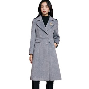 Women's Double Breasted Wool Coat Mid Length Solid Color Polyester Woven Autumn Winter Fashion Korean Style Elegant Look - Product Image 5