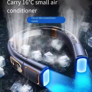 Portable USB Charging Bladeless <b>Neck</b> Fan with Digital Display Lighting Outdoor Summer Air <b>Cooler</b> Five-Speed Wind - Product Image 3
