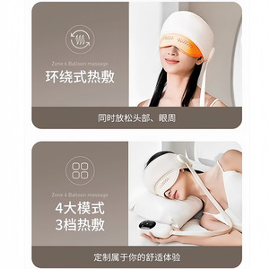 Casco de masaje para la cabeza con terapia de calor eléctrico para los ojos, recargable por USB, con control de botones, para dormir y viajar - Product Image 5