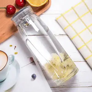 350ml 450ml Durable BPA Free Clear Drinking Water Bottles Wide Mouth Glass Bottles With Plastic Lid