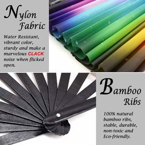 Abanico Plegable de Bambú con Logotipo Personalizado, Diseño Arcoíris Aurora, Abanico Grande para Festivales EDM, Venta al Por Mayor - Product Image 1